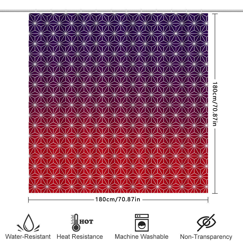 Moderne Geometrische Muster Duschvorhang Wasserdicht Badezimmer Dekor Mit Rot-Blau Gradient Design 72X84 Zoll Für Badewanne Oder