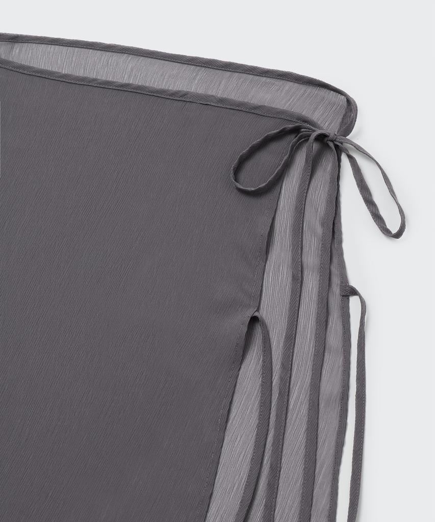 Musinsa Standard Woman Women'S Sheer Crinkle Layered Wrap Skirt_Long [Gray]