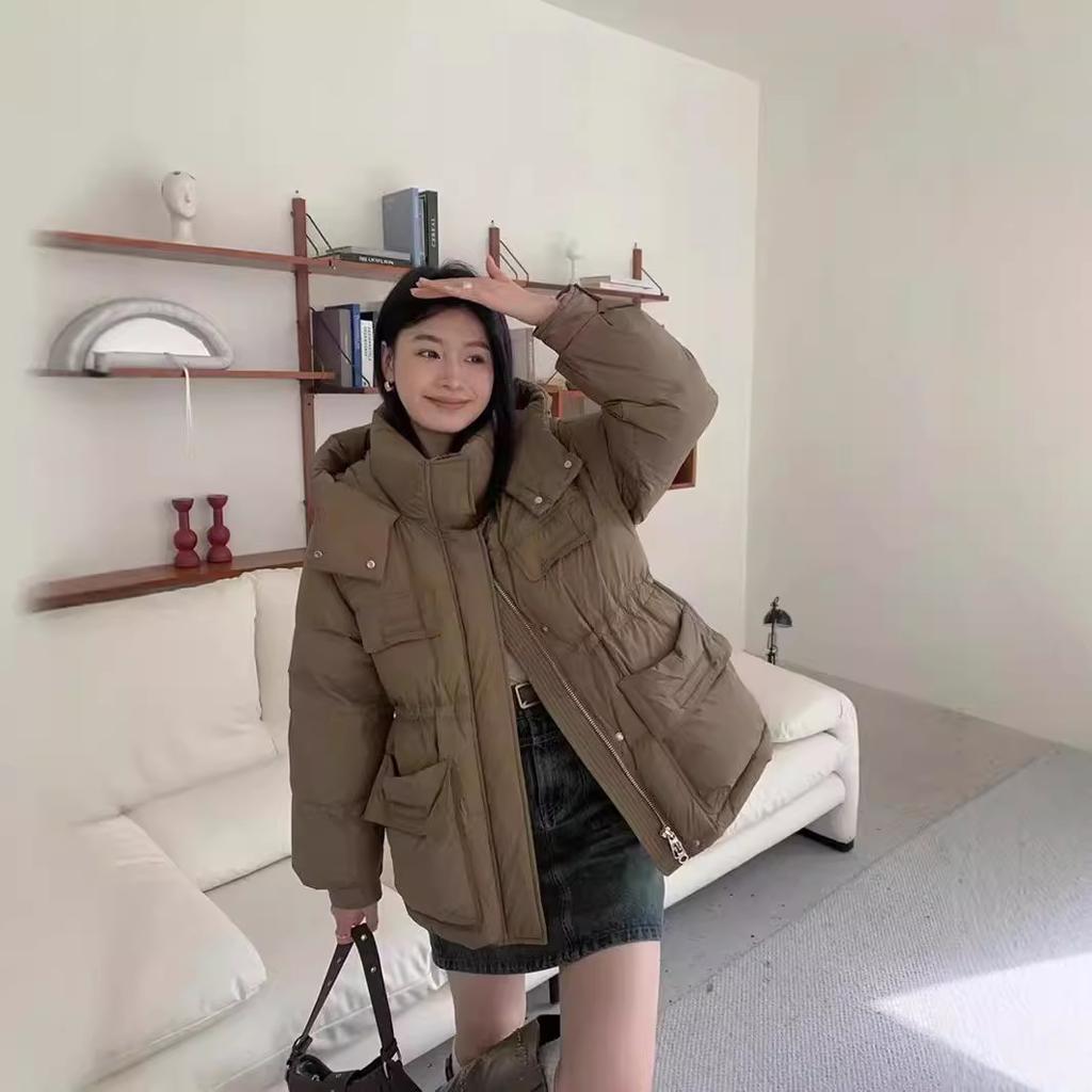 Winter new fashionable versatile thickened white duck down jacket casual medium and long coat women