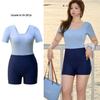 blue colorblock short sleeve one-piece
