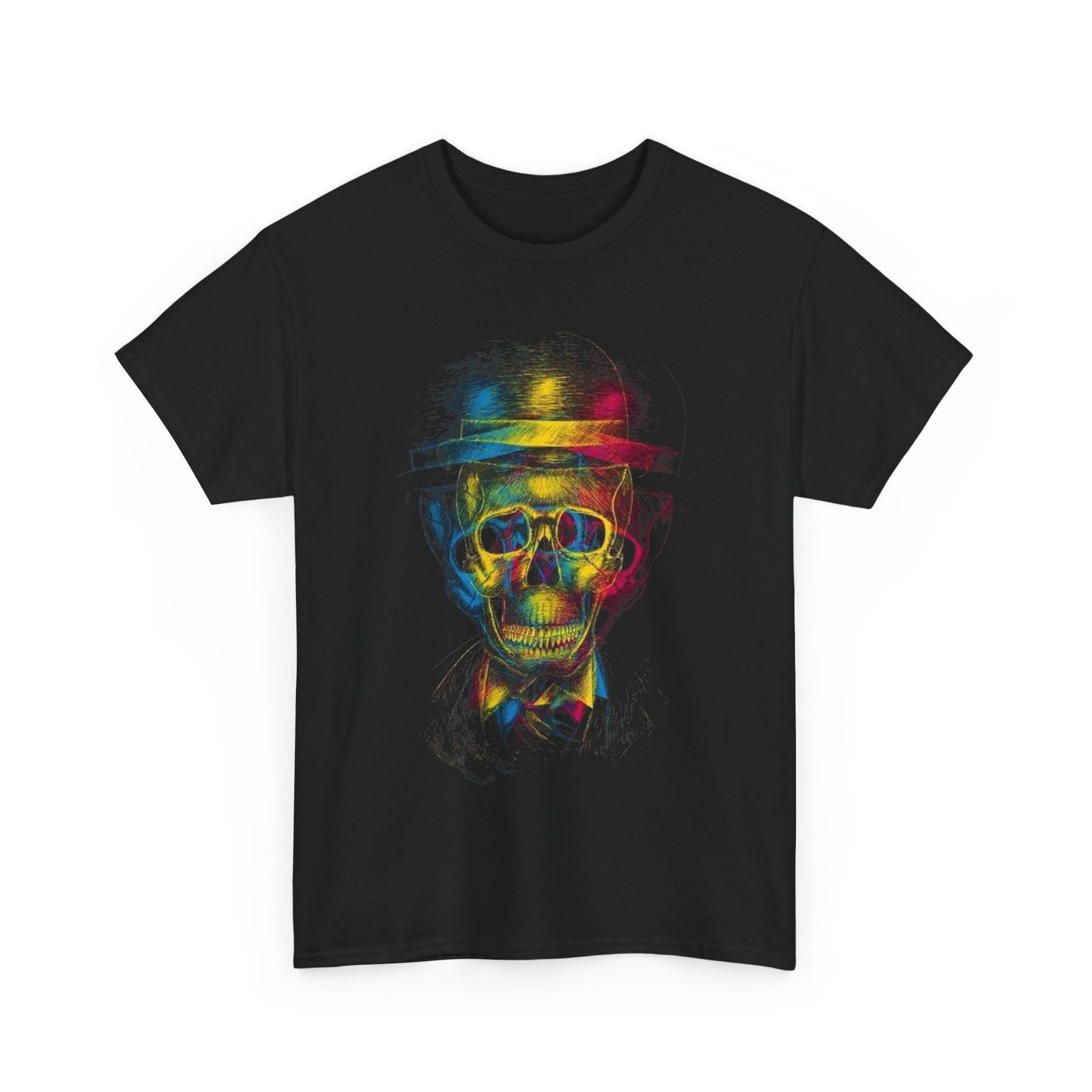 

Colorful Skull Graphic Tee, Edgy Casual Wear, Perfect for Halloween 5XL різнокольоровий