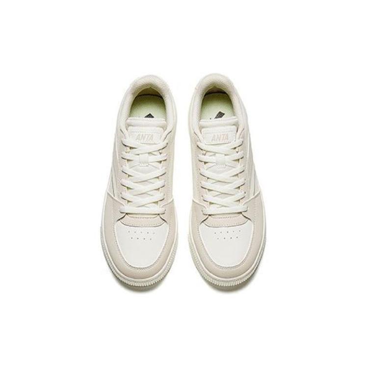 New Anta Slip Resistant Low Top Skateboard Shoes Women's Beige 122348063S-1