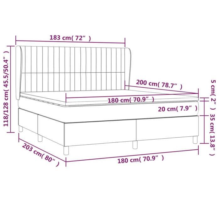 3128702 vidaXL Divan Bed with Mattress Dark Grey 180x200cm Fabric