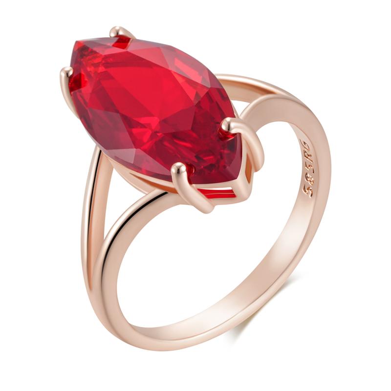 

Shiny Rhombus Red Natural Zircon Ethnic Bride Rings For Women Rose Gold Color High Quality Daily Fine Jewelry 10