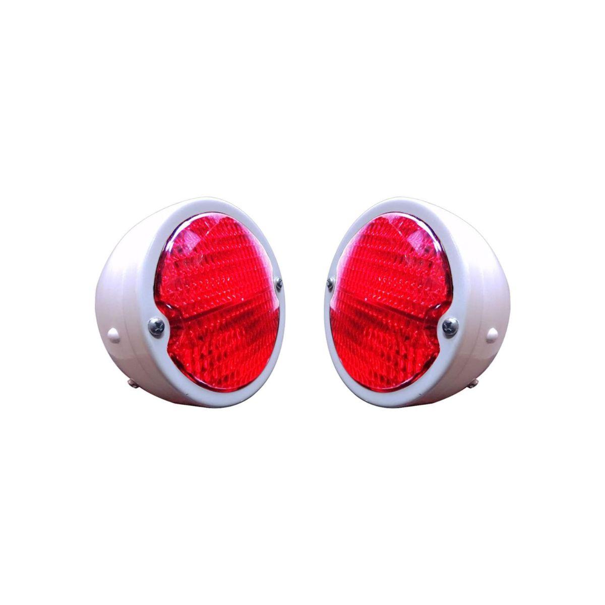 

Apsmotiv Tail Light 12V White Body Duolamp Tail Light Red Lens White Ring Universal for Ford Model A Hot Street Rat Rod Classic Custom Cars Trucks