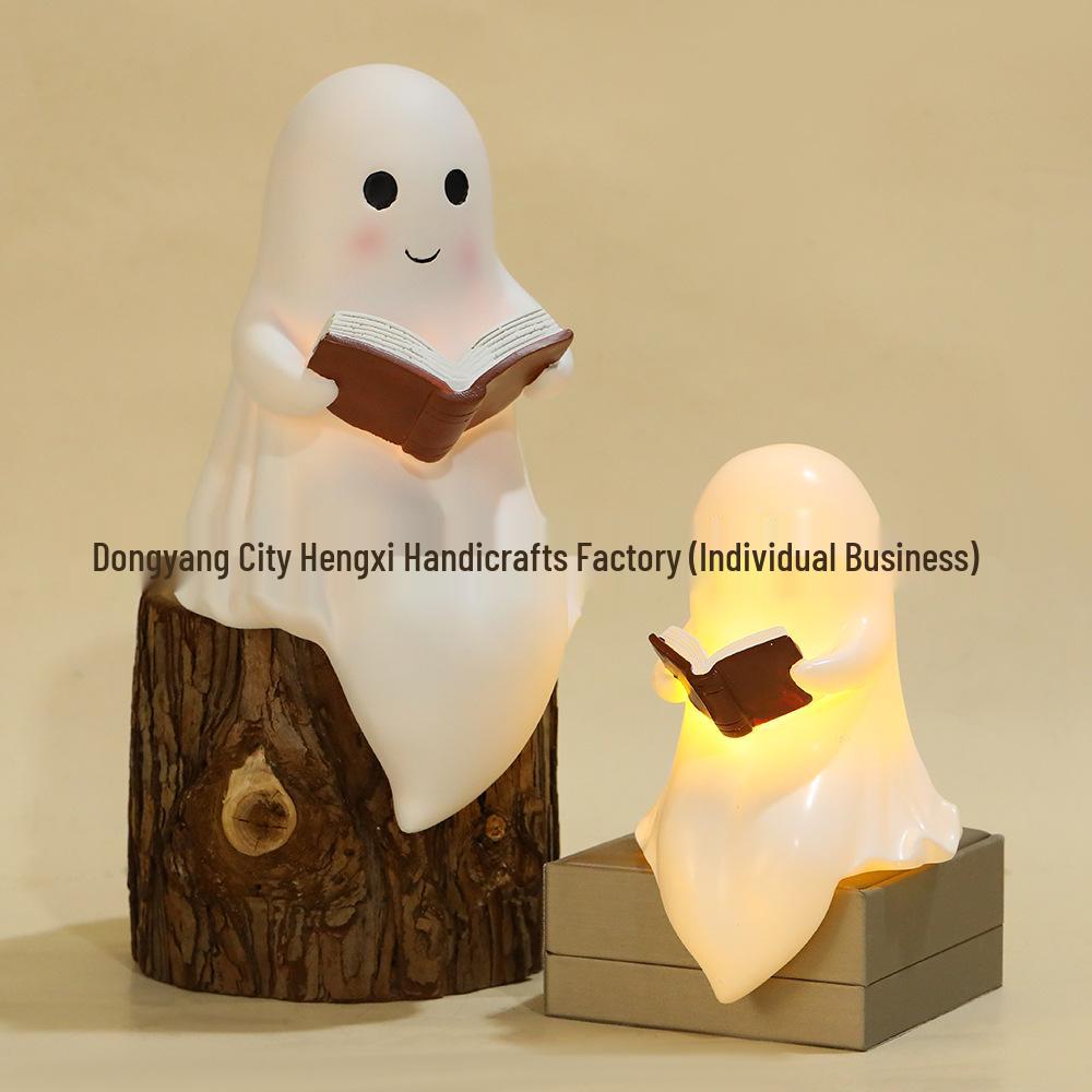 Ghost Reading Book Lamp Figurine Toy