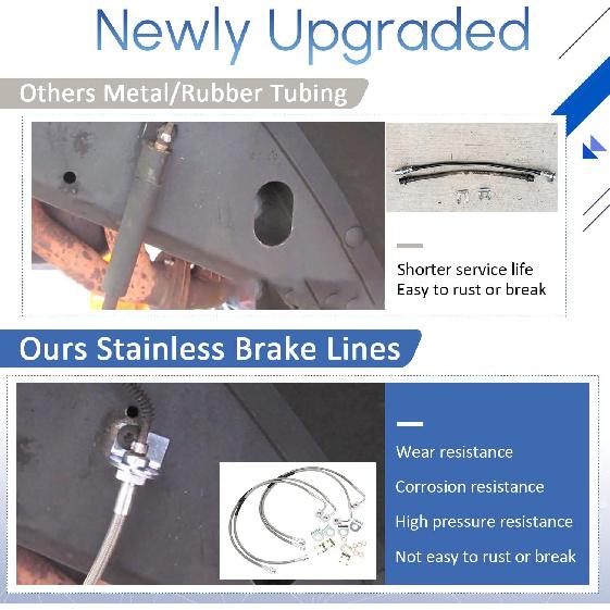 89716 Stainless Brake Lines, Front and Rear Extended Brake Lines Compatible with Jeep Wrangler JK JKU 2007-2018 for 4-6" Lift