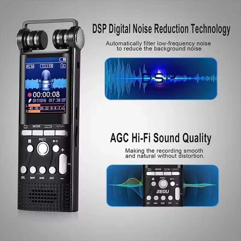 

Professional Voice Activated Digital Audio Recorder Usb Non-stop 100hr Recording Pcm 1536kbps External Microphone 8GB чёрный
