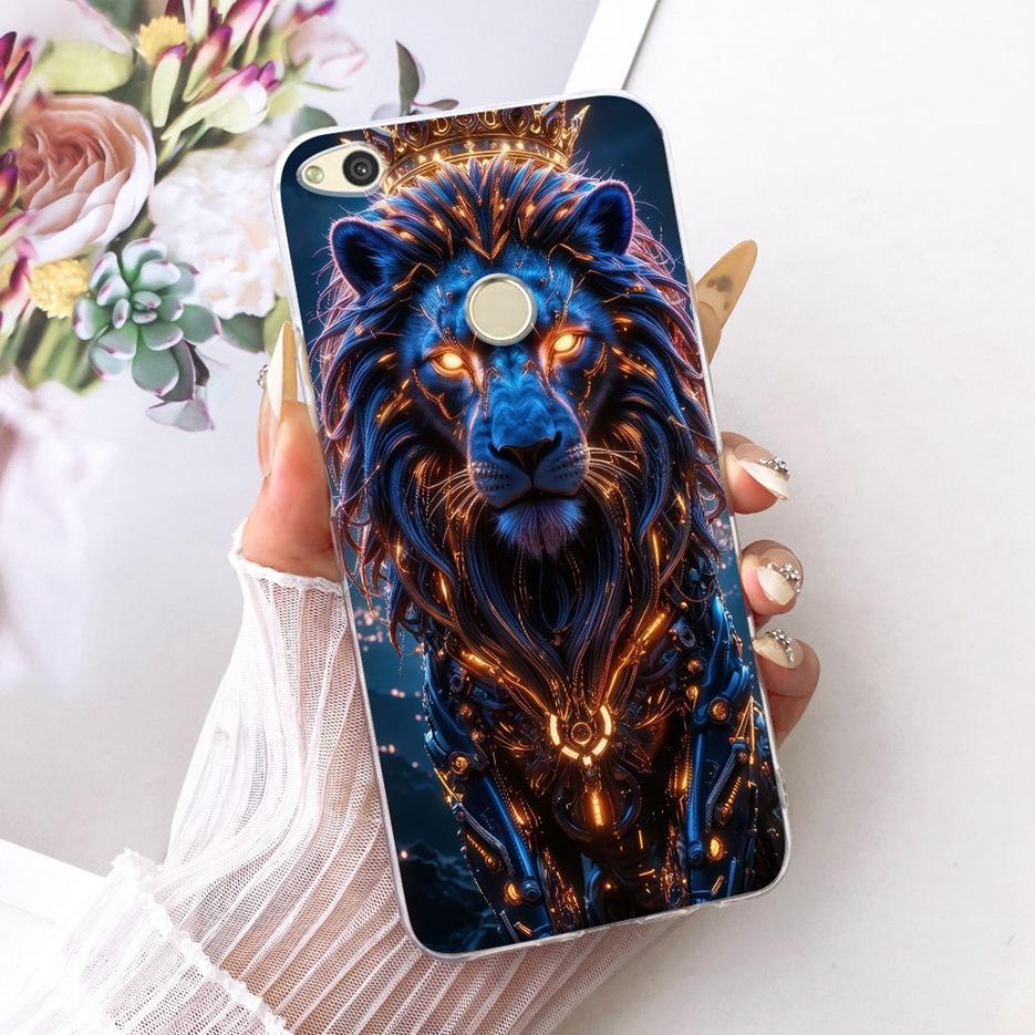 For Huawei P8 Lite 2017 Case Honor 8 Lite Cute Lion Fashion Painted Cover Soft Silicone Phone Case For Huawei P9 Lite 2017 Shell