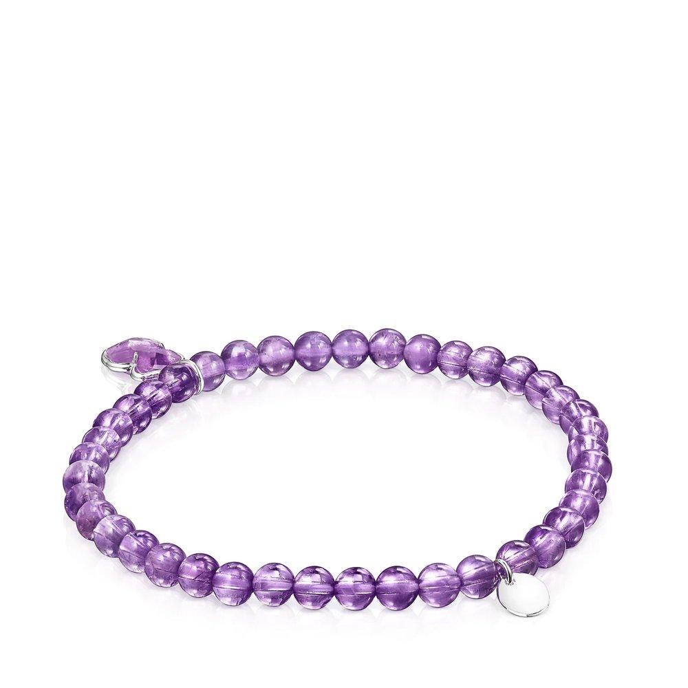 Tous Silver and Amethyst Icon Color Bracelet/Tous Amethyst Icon Silver Bracelet//015431590