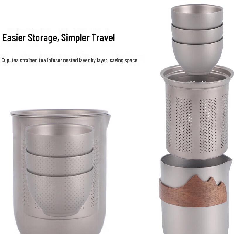 ZHOUYUEHENGSHENG Pure Titanium Portable Kung Fu Tea Set