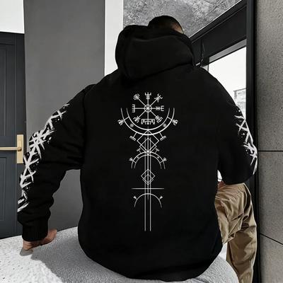 Autumn Winter Men Hoodie Viking Rune Pattern Sweatshirt Comfort Warm Casual Coat Outdoor Home High Quality Fashion Y2k 2025