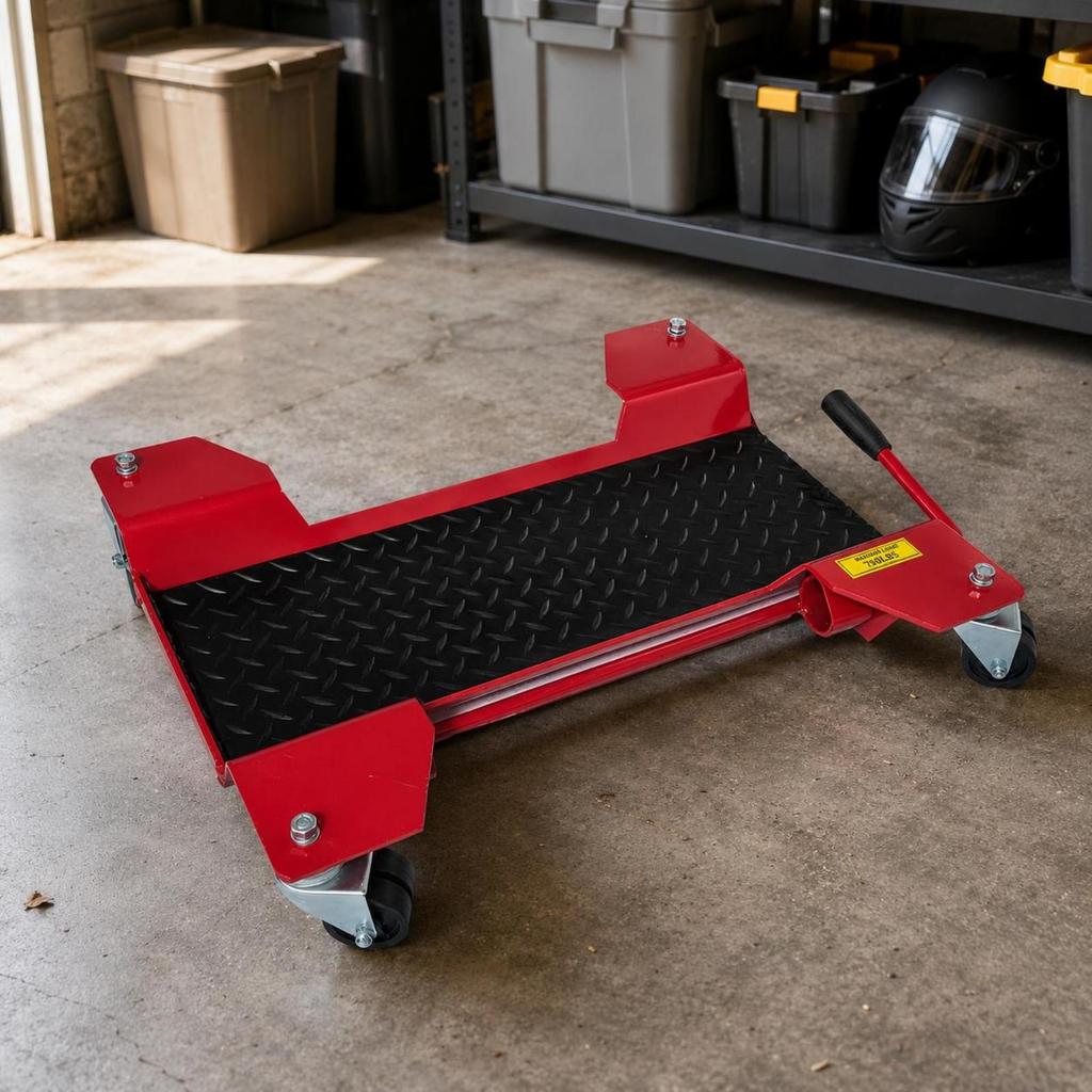 Motorcycle Relocator Stand Caster Wheels Vehicle Support Red Metal