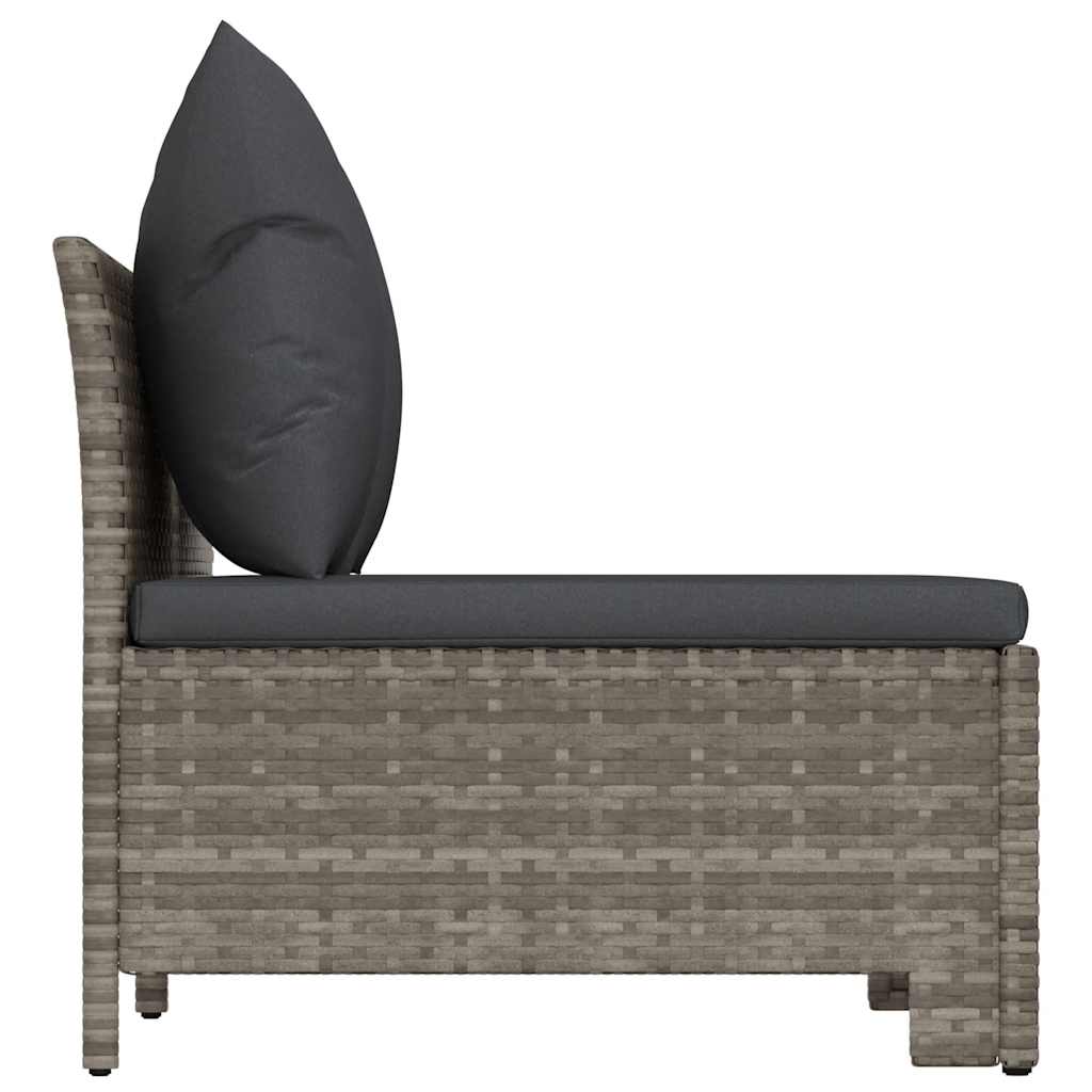 Garden Sofa 2 Seater with Cushions Grey Poly Rattan