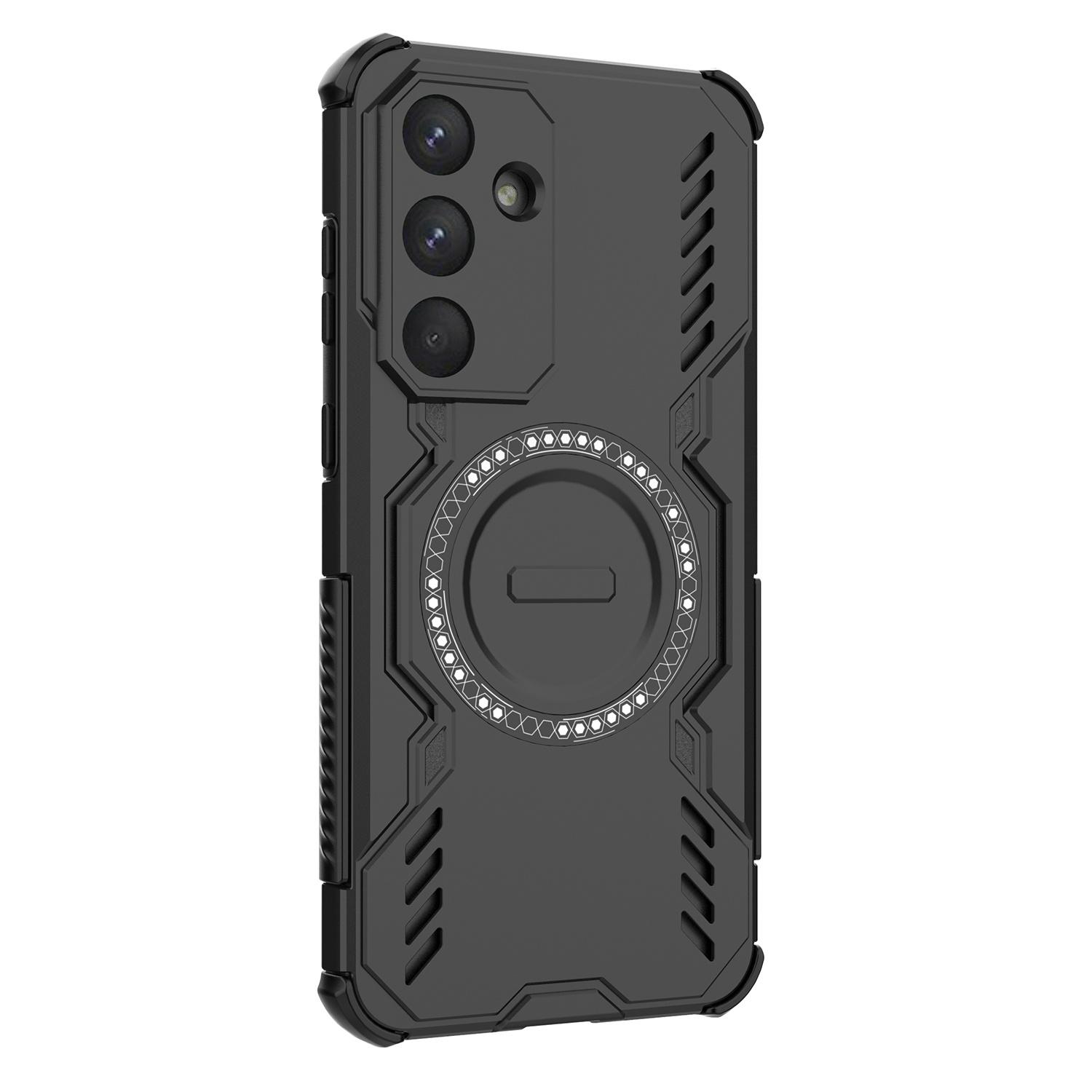 

For Samsung Galaxy S25 FE Magnetic Case Butterfly Armor Hollow Heat Dissipation PC+TPU Phone Cover Black