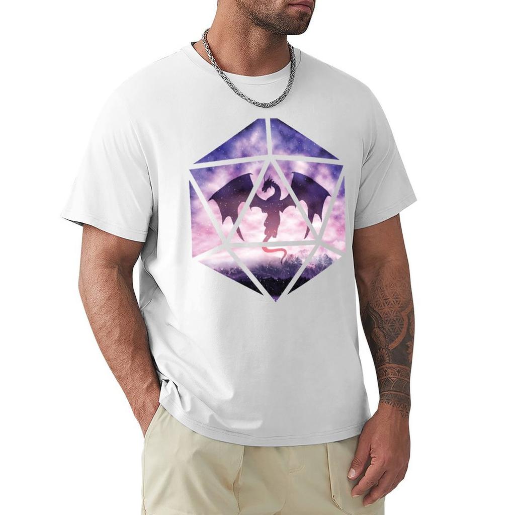 Purple Sky Dragon D20 Tshirt Casual Lightweight Short Sleeve Top