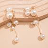 Korean Elegant Imitation Pearl Long Tassel Drop Earrings  Irregular Ball Bead Earrings Women's Wedding Party Jewelry Gift
