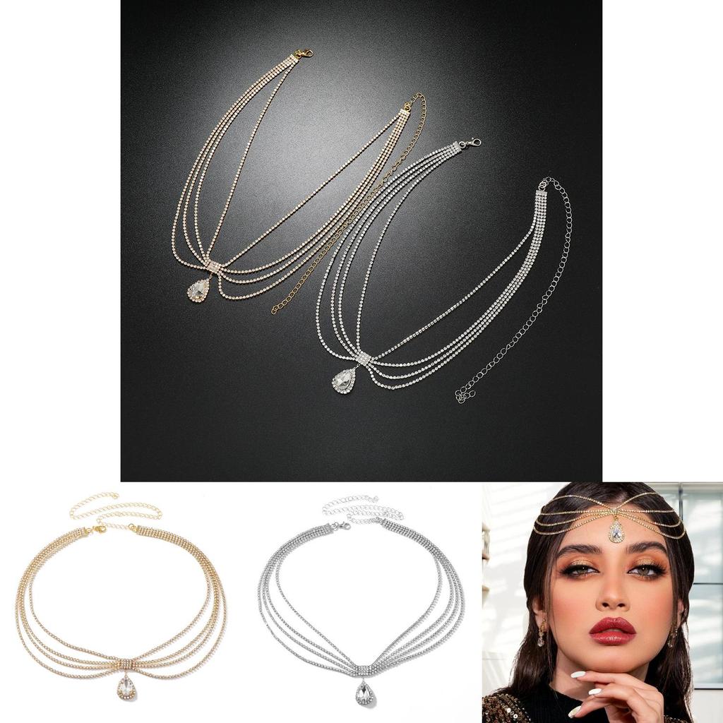 Ethnic Feng Shui Diamond Pendant Design Multi Layer Chain Women Headpiece For Women Travel Gift