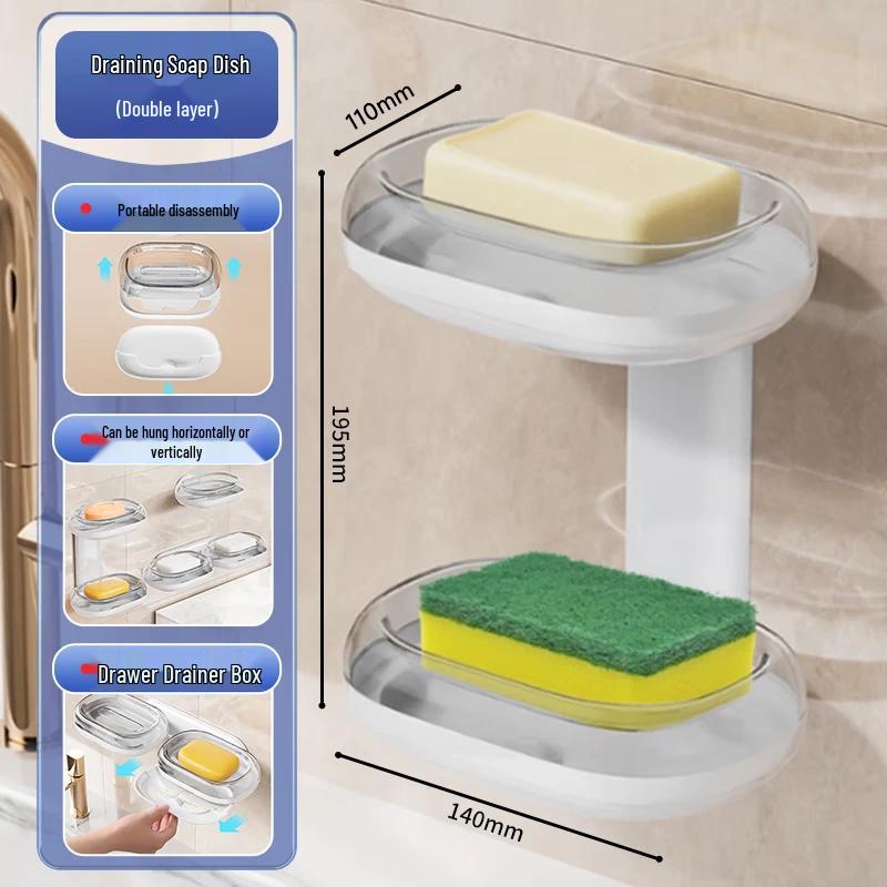 Jiabangshou Wall-Mounted Double-Layer Soap Dish