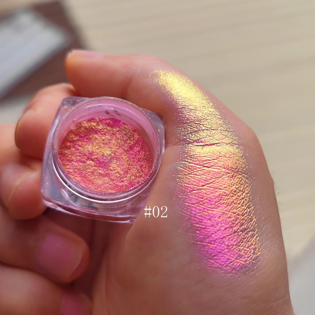 Chameleon Glitter Sparkle Eyeshadow Powder Color Gradient Eyeshadow Highly Pigmented Shimmer Multi-Reflective Finish Long-Lasting Chrome Eyeshadow