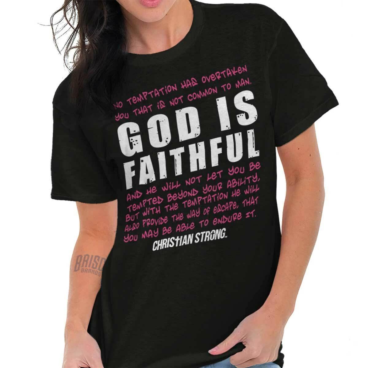 Christian Strong Cross Faith God is Faithful Womens or Mens Crewneck T Shirt Tee XXXXL