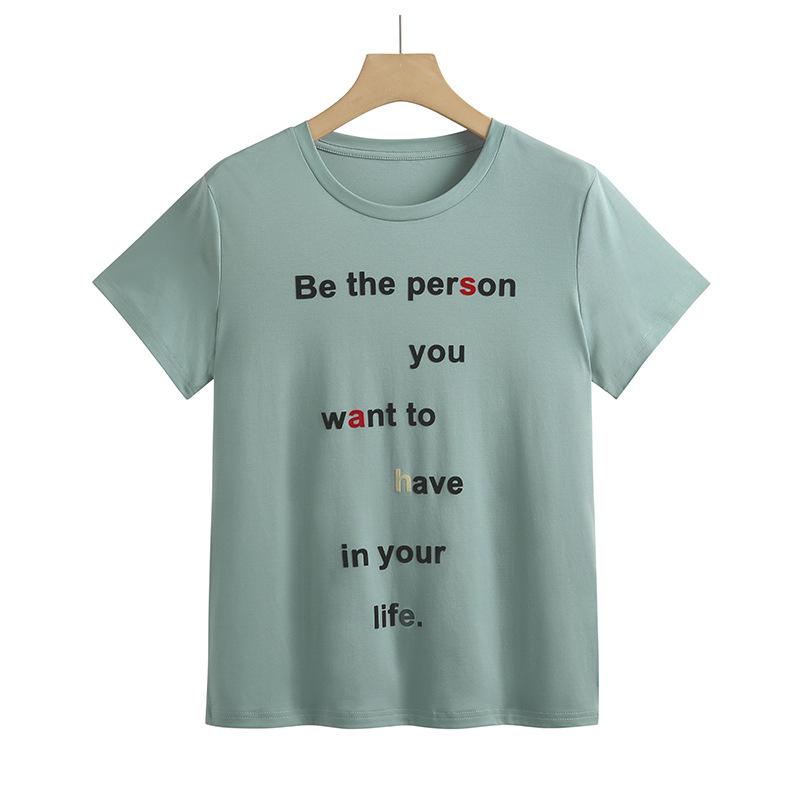 

Хлопковое флокирование, универсальный корейский стиль, тонкий пуловер-футболка с круглым вырезом и короткими рукавами, правое плечо, свободная версия, чистый хлопок, приятный для кожи XXXL