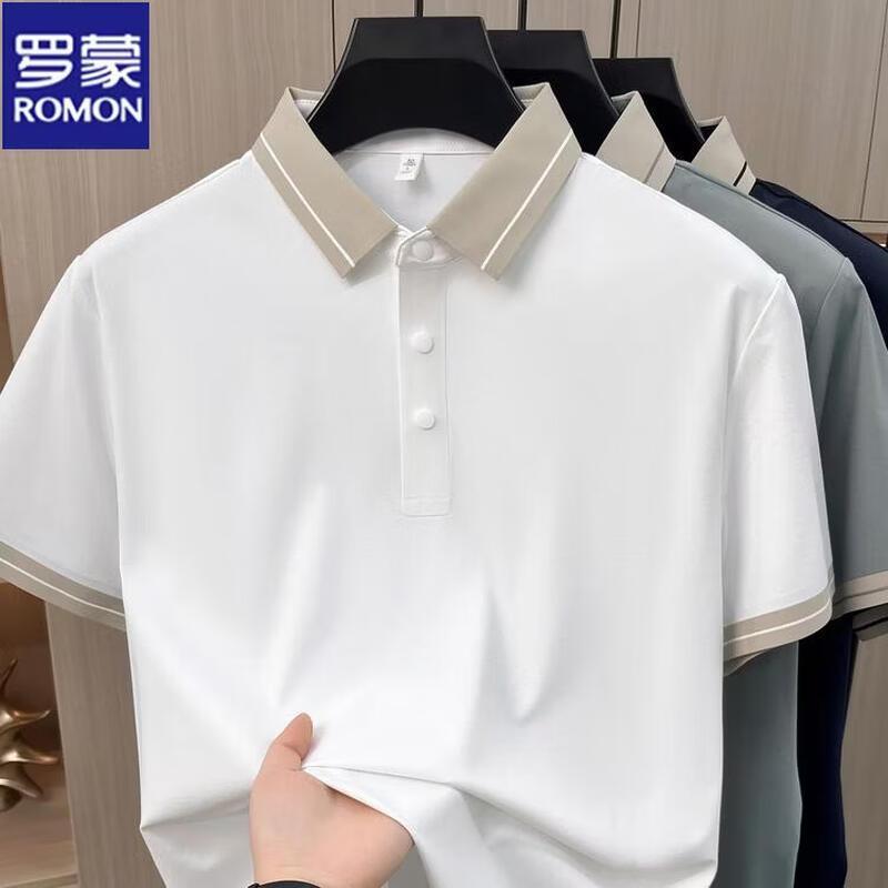 ROMON Men's Cooling Breathable Short Sleeve Polo Shirt