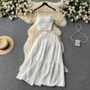 Korean Style Sweet Lace Skirt Two Piece Set Women Summer V-neck Tank Top A-line Long Skirts Beach Outfits
