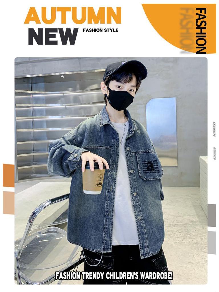2025 Boys' Fashion Denim Shirt Jacket - Spring/Autumn Style for Mid and Big Kids