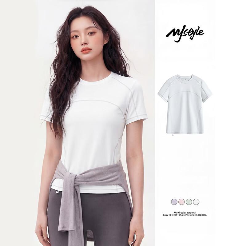 

MJ STYLE Color Block Ruched Short Sleeve T-Shirt S