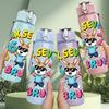 1PC Brunch Cartoon Kid Character Art 750ml Color Plastic Sports Water Bottle Leakproof Flip Straw Lid Suitable for Sports Office Home Use