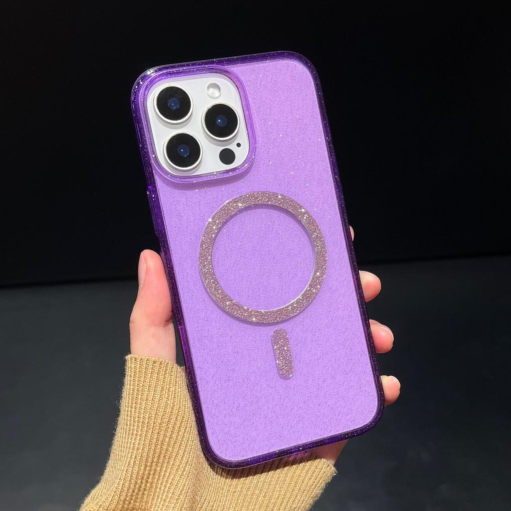Luxury transparent glitter magnetic suction suitable for Apple 15promax thickened anti-drop mobile phone case iphone13 protective case