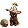 Demon Cat Ornament Retro Brass Cat Sculpture Enchanting Retro Cat Witch Ornament with Hat Solid Brass Sculpture for Desktop