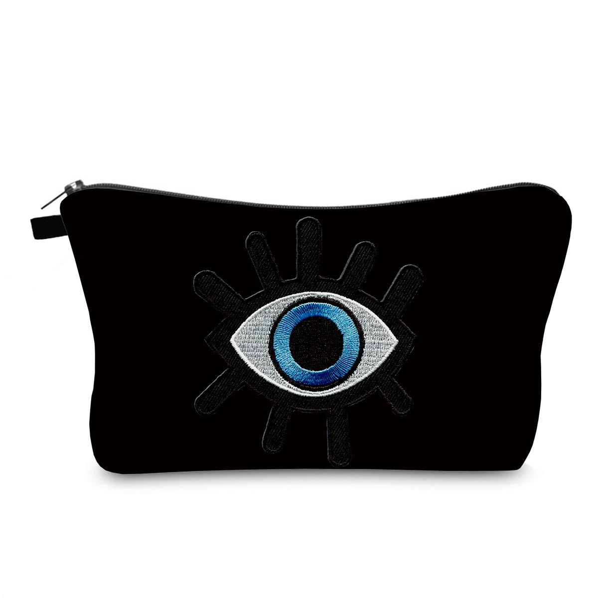 

Evil Eyes Print Pattern Портативна жіноча дорожня сумка для зберігання туалетних приналежностей Організуйте косметичку Водонепроникна жіноча косметичка
