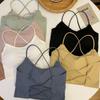 Women S Cross Back Padded Ice Silk Sports Bra Bustier