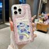 Applicable to Apple 17proMax glitter bread shell love mirror + bracelet 16 protective case 15 mobile phone case material