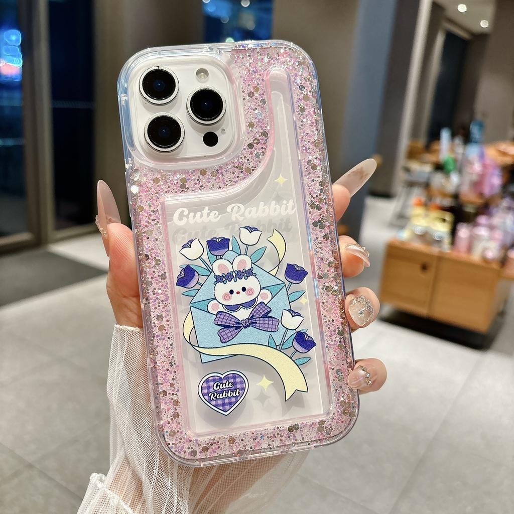 Applicable to Apple 17proMax glitter bread shell love mirror + bracelet 16 protective case 15 mobile phone case material