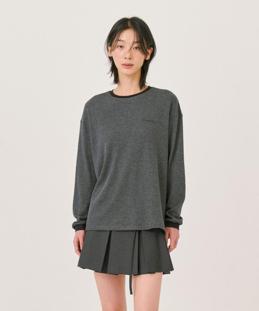 GRASPLAN Waffle Long Sleeve T-Shirt_Charcoal