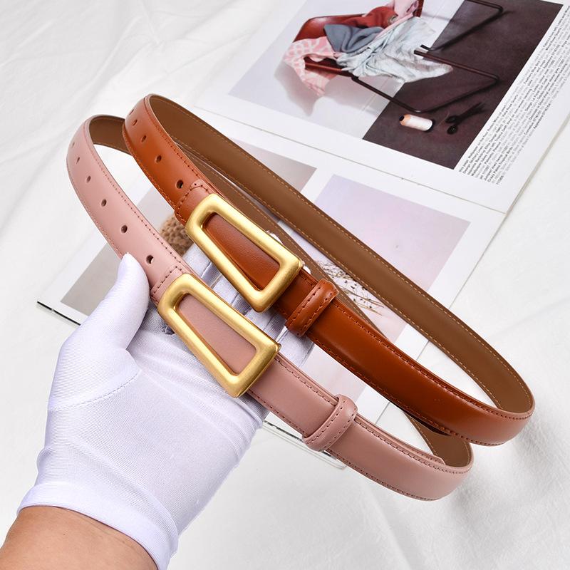 Belt Ladies Leather Belt Girls Retro Cowhide Lazy Belt Women'S Decorative Outer