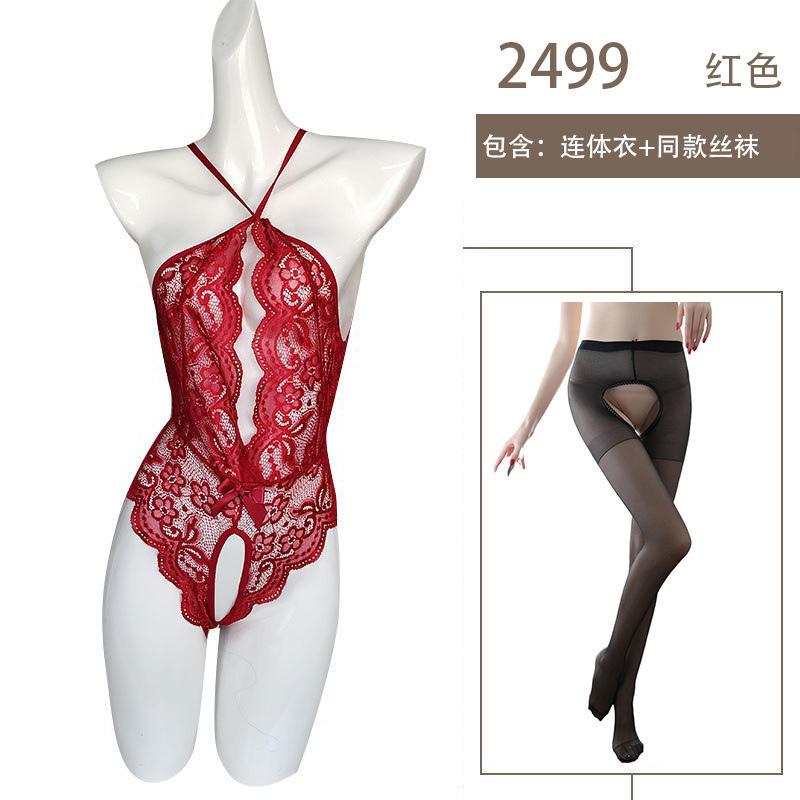 Sexy Lingerie Sexy Lace Perspective Nightclub Queen Pure Desire Uniform Open Hot Breast Conjoined