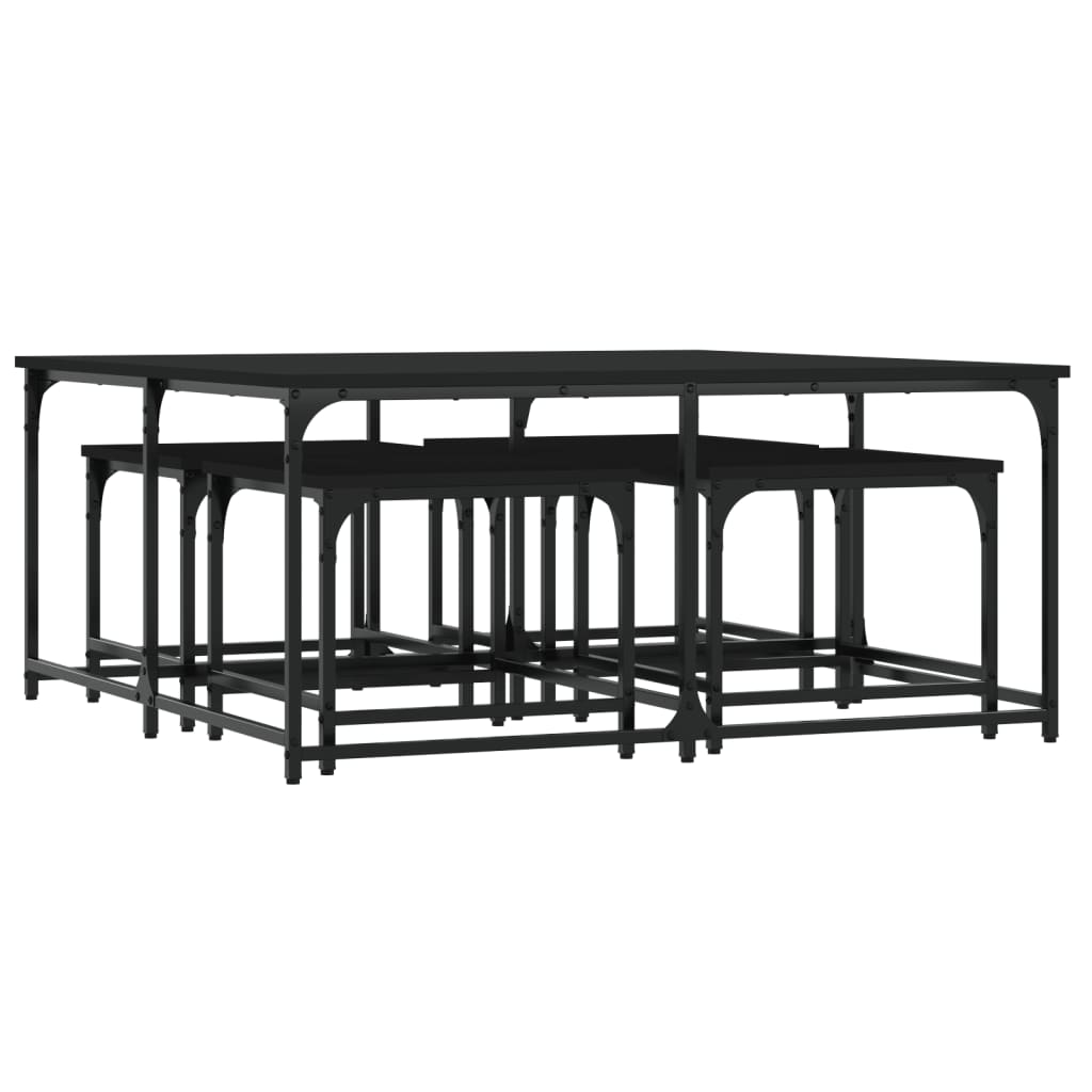  Coffee Tables, Nestable, 5 Pcs, Black