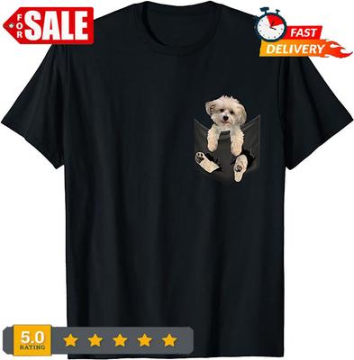 Havanese Dog In Pocket, Havanezer Puppy Peeking T-Shirt Unisex T-Shirt