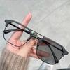 Trendy Metal Double Beam Photochromic Myopia Glasses Retro Polygonal Full Frame Near Sight Glasses Anti Blue Light Glasses