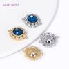 18K Gold Plated Inlaid Blue Zircon Round Connector Pendants,Connectors For Jewelry,DIY Earring Bracelet Making Accessories