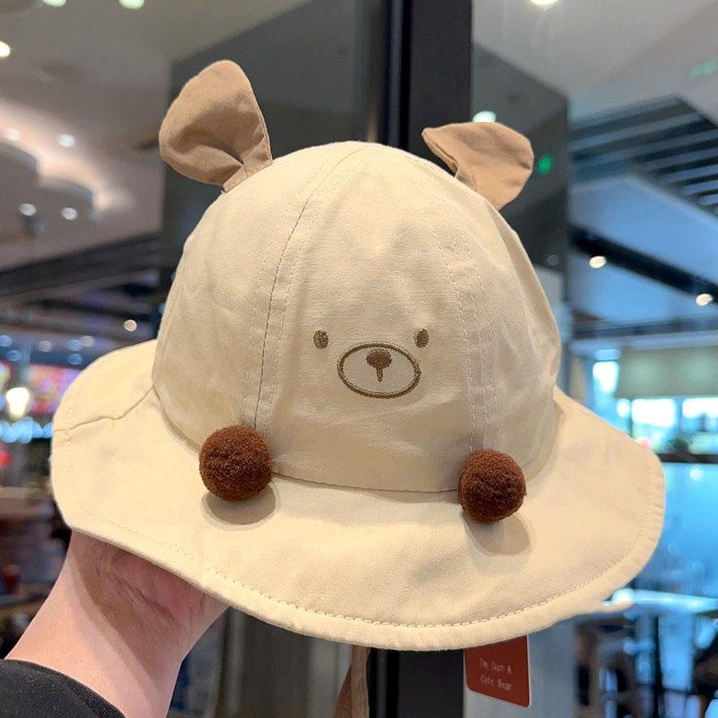 

Детская шапка весна и осень мультяшная шапка-панама с круглым помпоном для мальчика, красивая солнцезащитная шляпа, супер милая тонкая шляпа-корзинка (43-48cm)