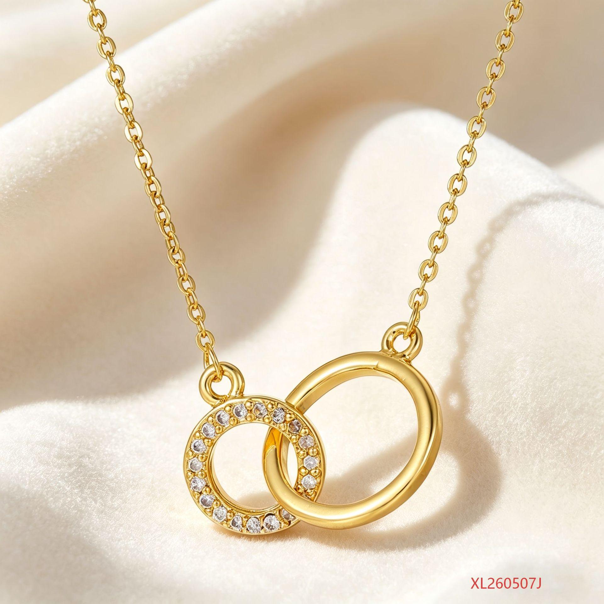 S925 Silver Double Ring Necklace: Elegant Zirconia Pendant for Women