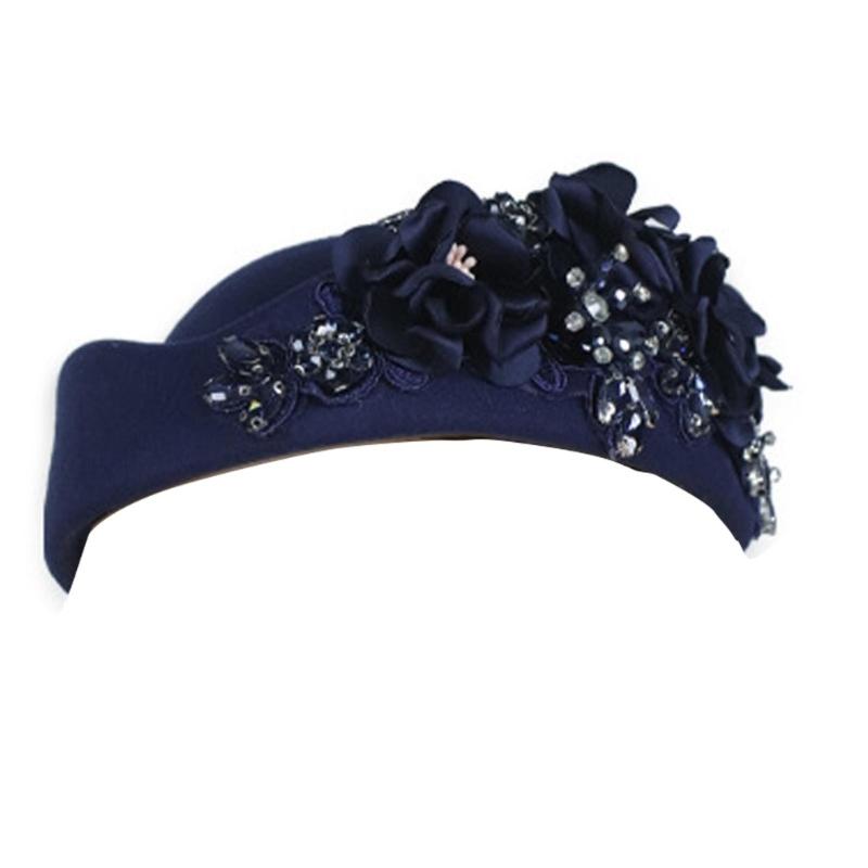 British Jeweled Style Embroidered Beret Hat For Women Adjustable Head Size Lightweight 11 Colors Available
