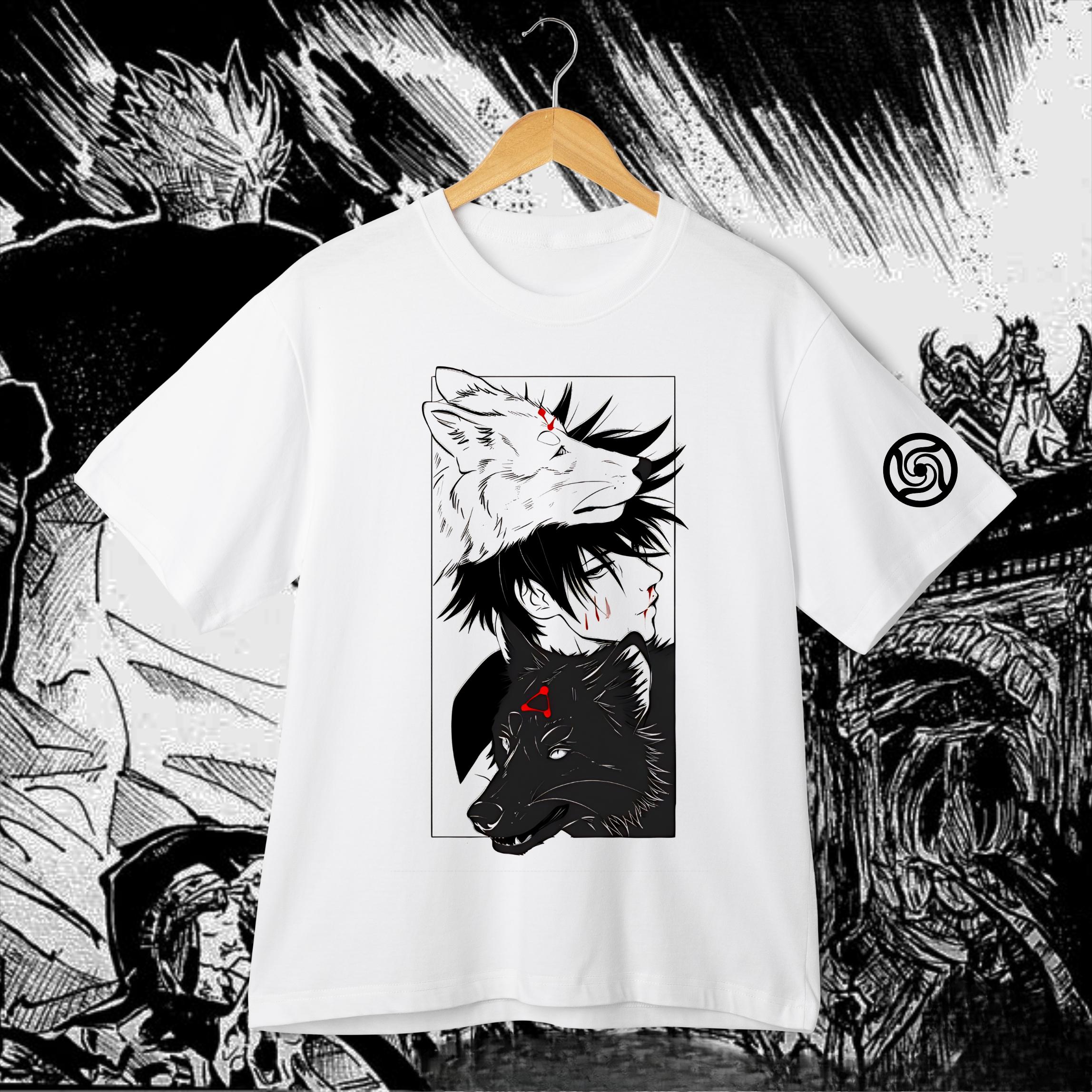 

Jujutsu Kaisen Megumi Fushiguro T-Shirt Anime Shikigami Wolf Graphic Tee Men s Streetwear Casual Top for Anime Lovers S разноцветный
