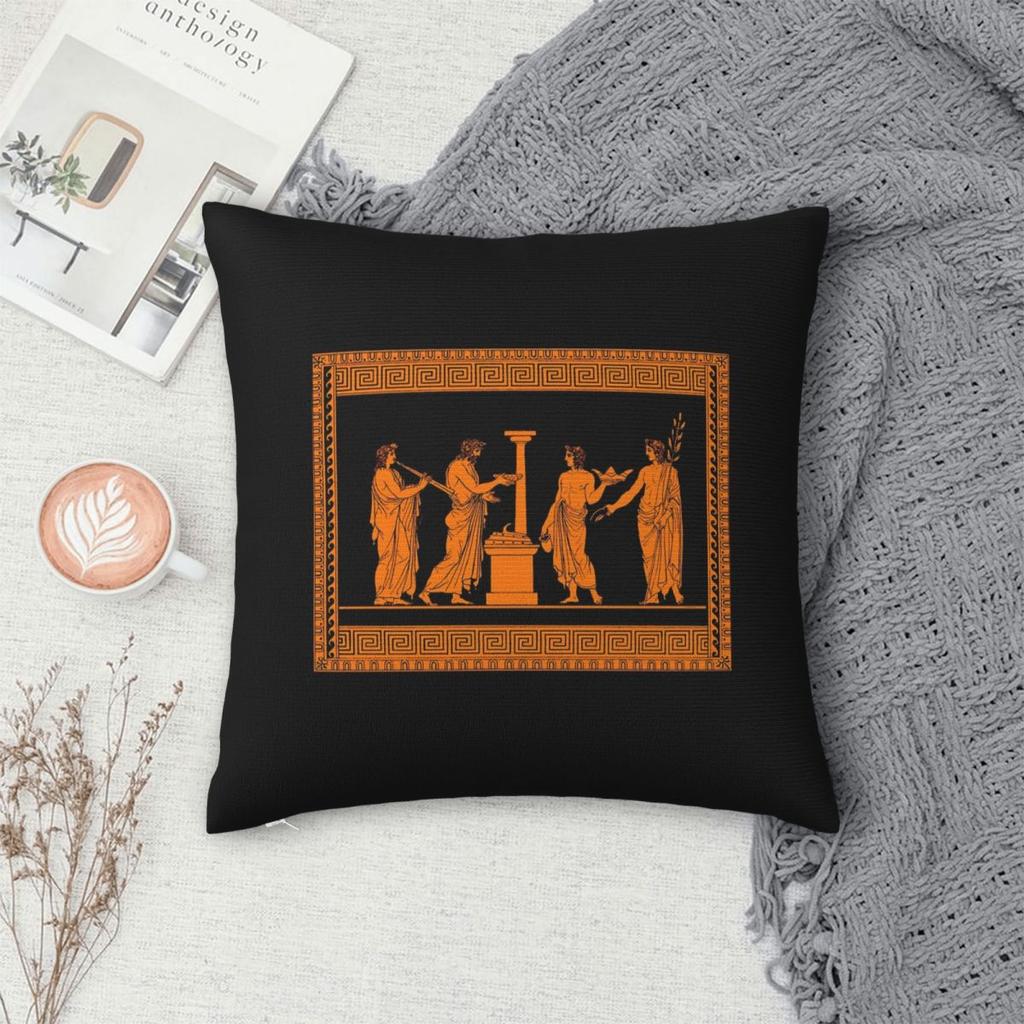 Red Figure Greek Vase Offering Scen Square Pillowcase Pillow Cover Cushion Throw Pillow for Home Sofa Living Room