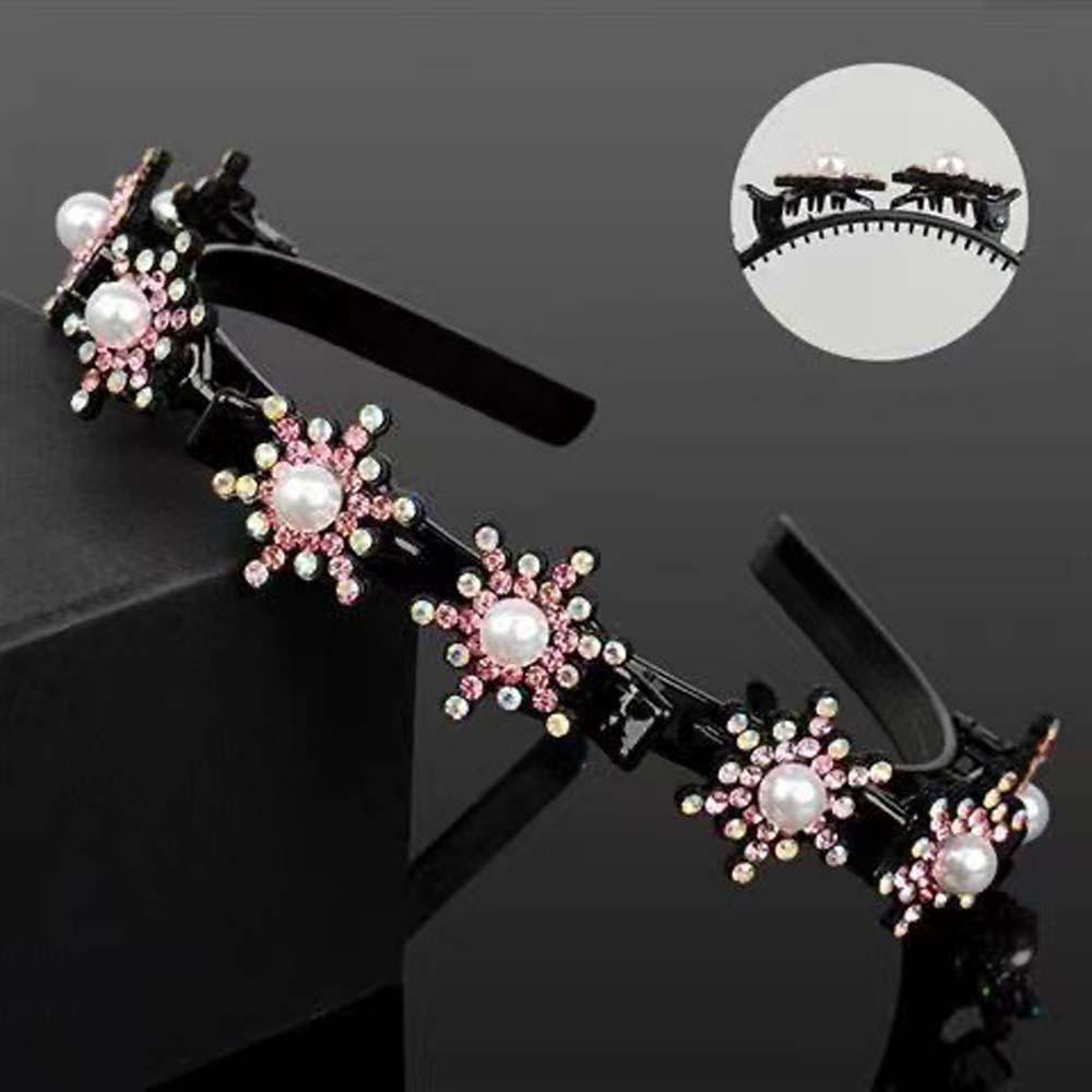 Sweet Women Pearl Hair Hoop Snowflake Star Hairband Fashion Hair Bands with Clips  Banquet